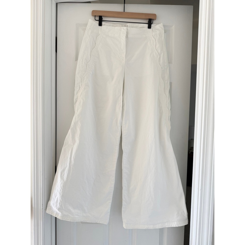 Anthropologie Maeve White Wide Leg Pants Neutral Cleangirl Minimalist